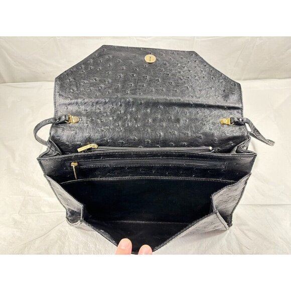 Vintage Bueno Envelope Shoulder Bag Black Faux Ostrich - Picture 9 of 12